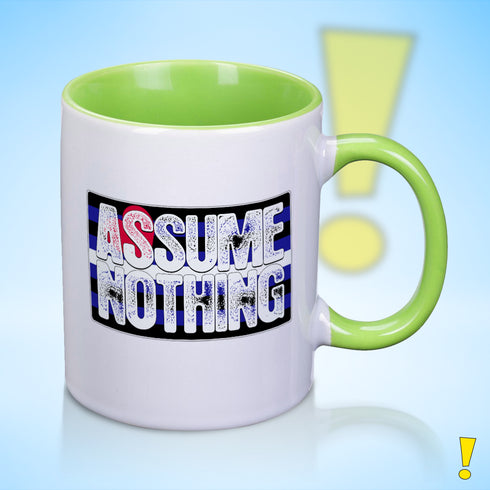Assume Nothing Leather Pride Flag Color Accent Mug