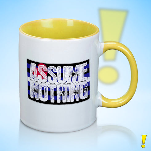 Assume Nothing Leather Pride Flag Color Accent Mug