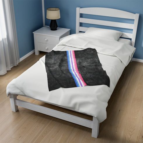 Grunge Bigender Pride Flag Stripe Velveteen Plush Blanket