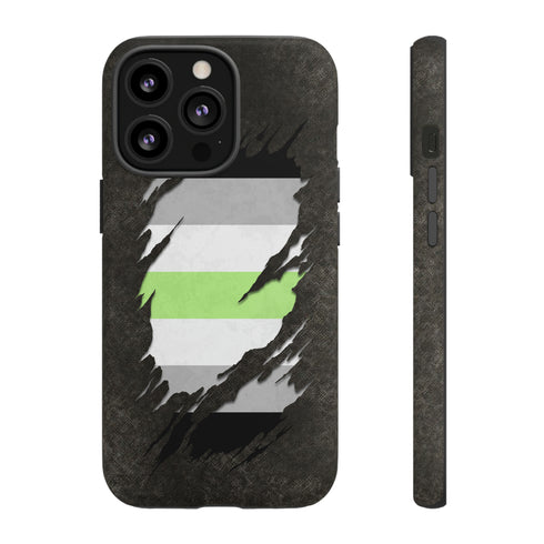 Agender Pride Flag Ripped Reveal Tough Case