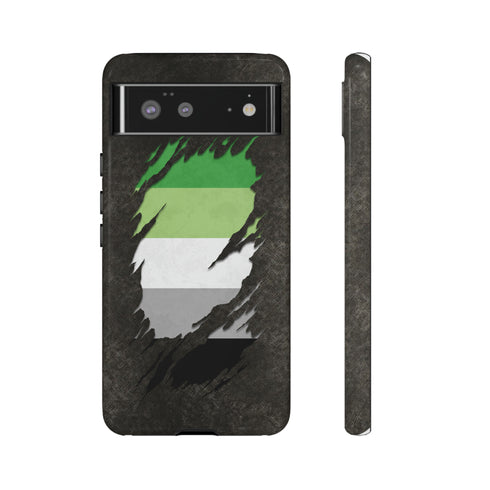 Aromantic Pride Flag Ripped Reveal Tough Case