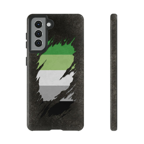 Aromantic Pride Flag Ripped Reveal Tough Case