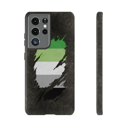 Aromantic Pride Flag Ripped Reveal Tough Case