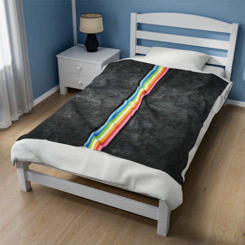 Grunge Queer Pride Flag Stripe Velveteen Plush Blanket