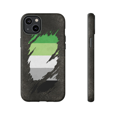 Aromantic Pride Flag Ripped Reveal Tough Case