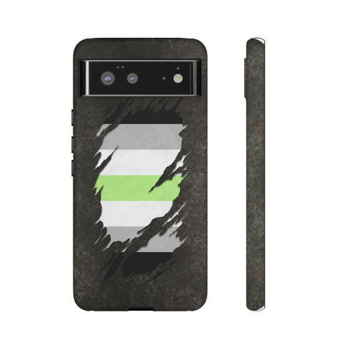 Agender Pride Flag Ripped Reveal Tough Case