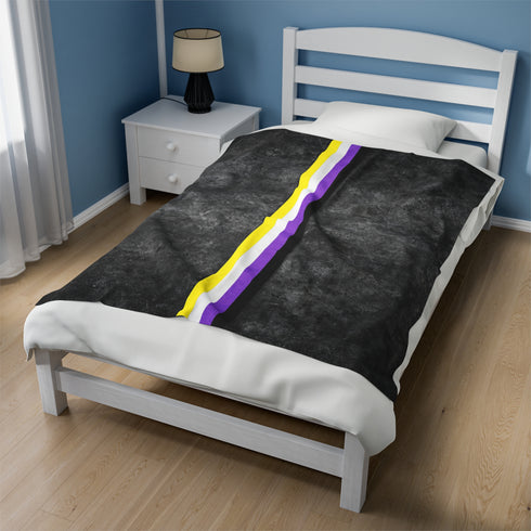 Grunge Nonbinary Pride Flag Stripe Velveteen Plush Blanket
