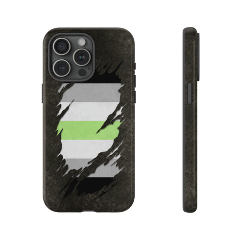 Agender Pride Flag Ripped Reveal Tough Case