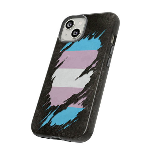 Transgender Pride Flag Ripped Reveal Tough Case
