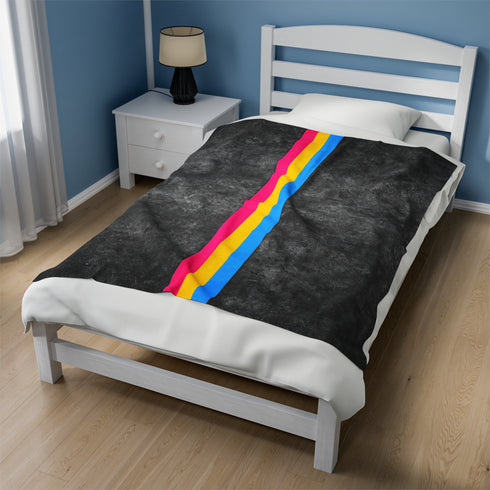 Grunge Pansexual Pride Flag Stripe Velveteen Plush Blanket