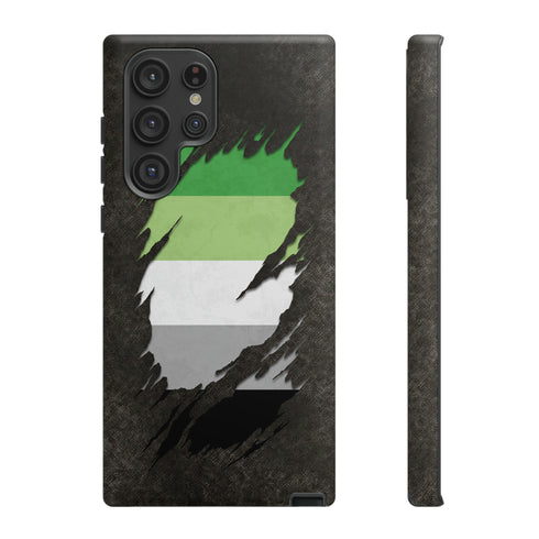 Aromantic Pride Flag Ripped Reveal Tough Case
