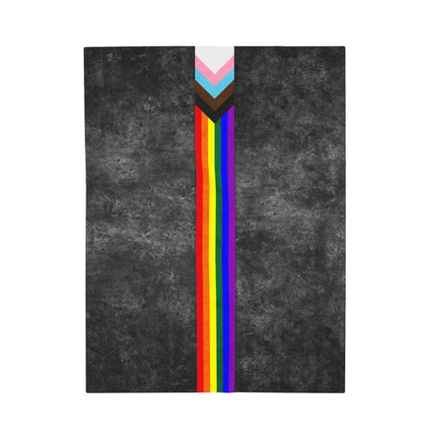 Grunge LGBTQ Progress Pride Flag Stripe Velveteen Plush Blanket