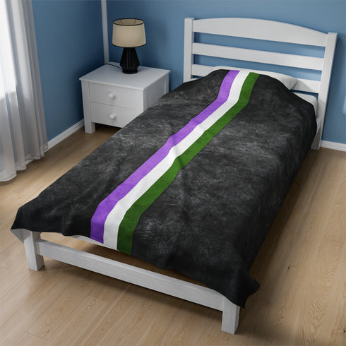 Grunge Genderqueer Pride Flag Stripe Velveteen Plush Blanket