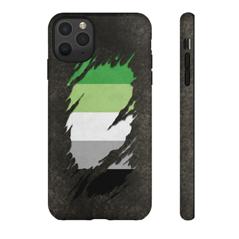Aromantic Pride Flag Ripped Reveal Tough Case