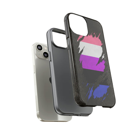 Genderfluid Pride Flag Ripped Reveal Tough Case