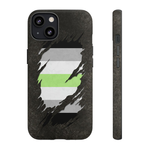 Agender Pride Flag Ripped Reveal Tough Case