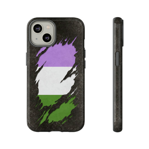 Genderqueer Pride Flag Ripped Reveal Tough Case