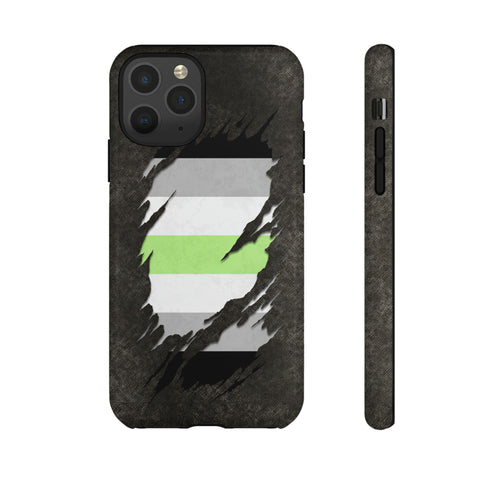 Agender Pride Flag Ripped Reveal Tough Case