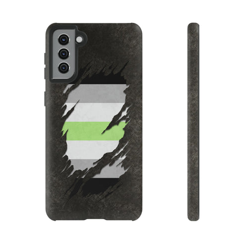 Agender Pride Flag Ripped Reveal Tough Case