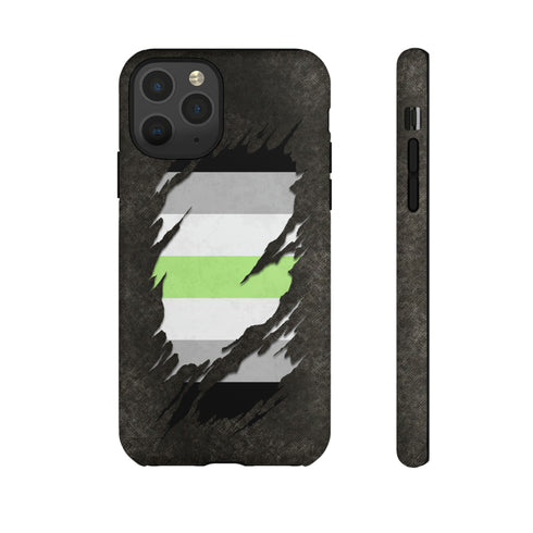 Agender Pride Flag Ripped Reveal Tough Case