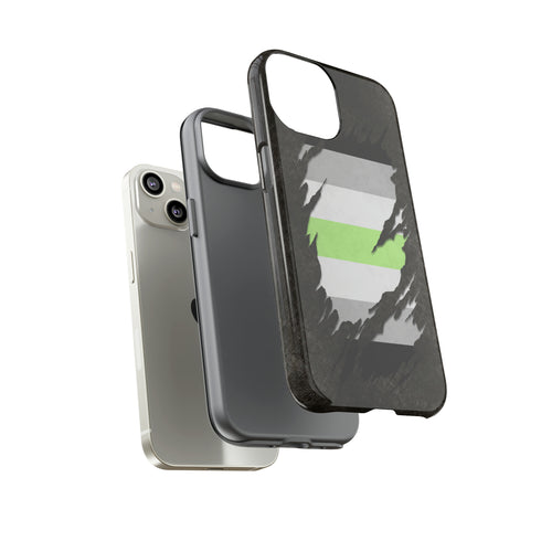 Agender Pride Flag Ripped Reveal Tough Case