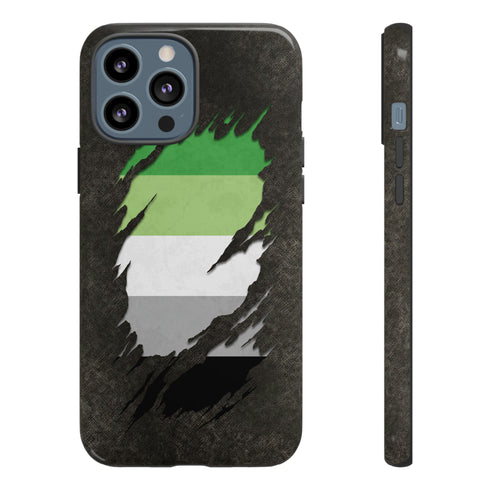 Aromantic Pride Flag Ripped Reveal Tough Case