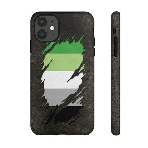 Aromantic Pride Flag Ripped Reveal Tough Case
