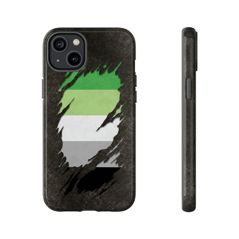 Aromantic Pride Flag Ripped Reveal Tough Case