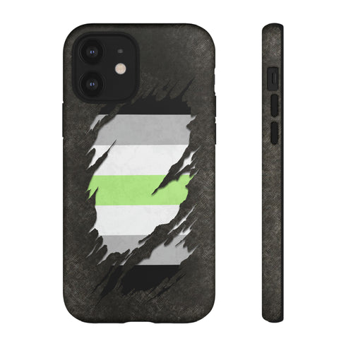 Agender Pride Flag Ripped Reveal Tough Case