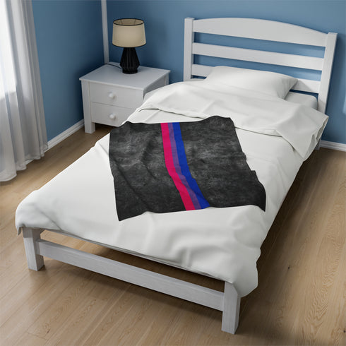 Grunge Bisexual Pride Flag Stripe Velveteen Plush Blanket
