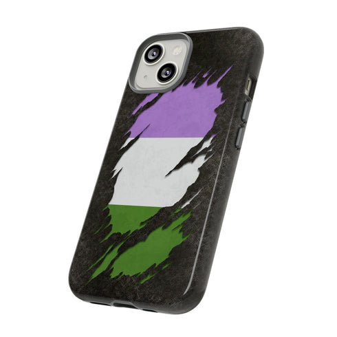 Genderqueer Pride Flag Ripped Reveal Tough Case