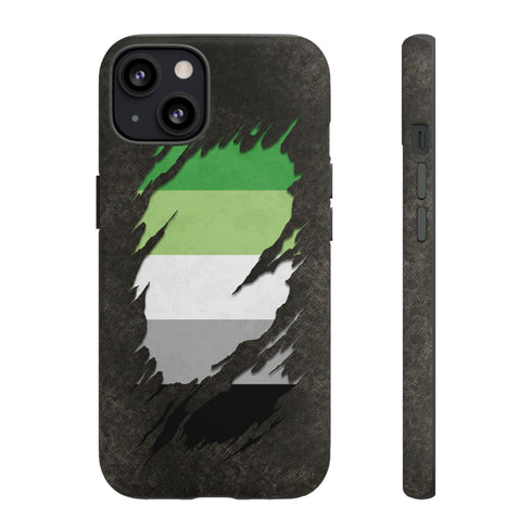 Aromantic Pride Flag Ripped Reveal Tough Case