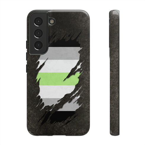 Agender Pride Flag Ripped Reveal Tough Case