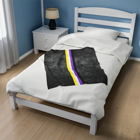 Grunge Nonbinary Pride Flag Stripe Velveteen Plush Blanket