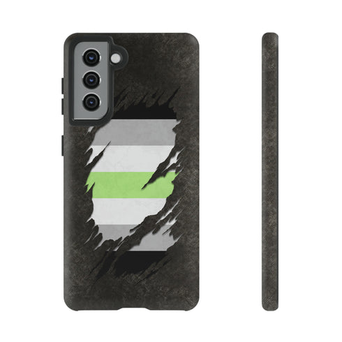 Agender Pride Flag Ripped Reveal Tough Case