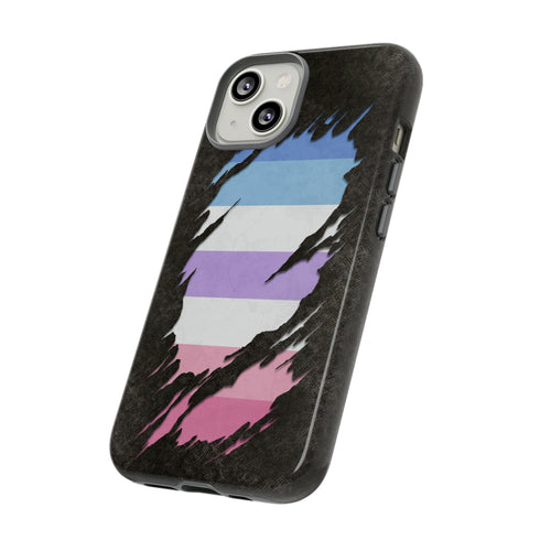 Bigender Pride Flag Ripped Reveal Tough Case