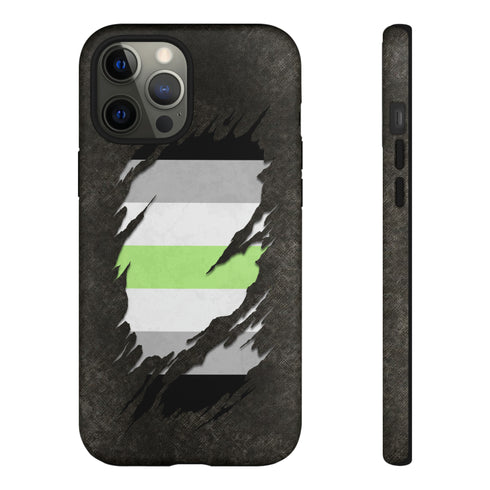 Agender Pride Flag Ripped Reveal Tough Case