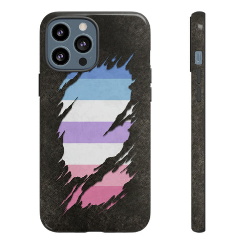 Bigender Pride Flag Ripped Reveal Tough Case