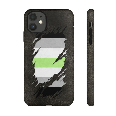 Agender Pride Flag Ripped Reveal Tough Case