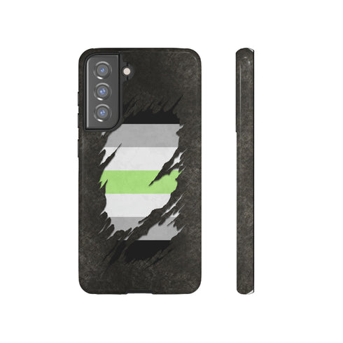 Agender Pride Flag Ripped Reveal Tough Case