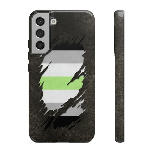 Agender Pride Flag Ripped Reveal Tough Case