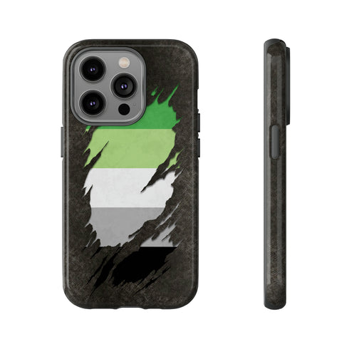 Aromantic Pride Flag Ripped Reveal Tough Case