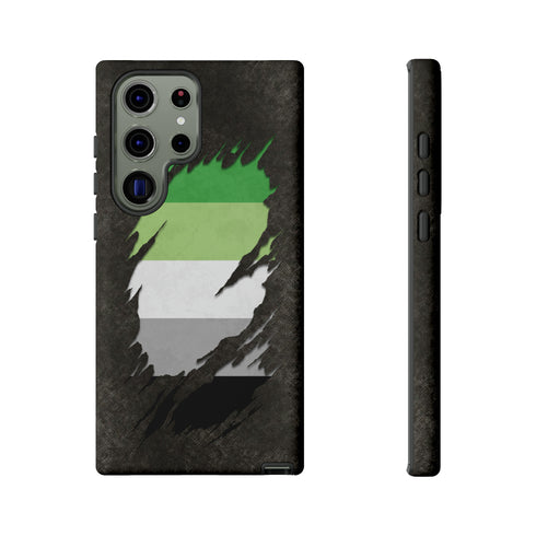 Aromantic Pride Flag Ripped Reveal Tough Case