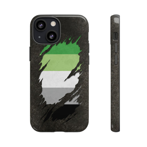 Aromantic Pride Flag Ripped Reveal Tough Case