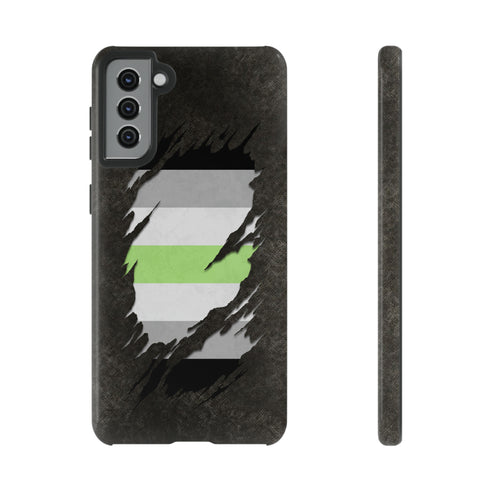 Agender Pride Flag Ripped Reveal Tough Case