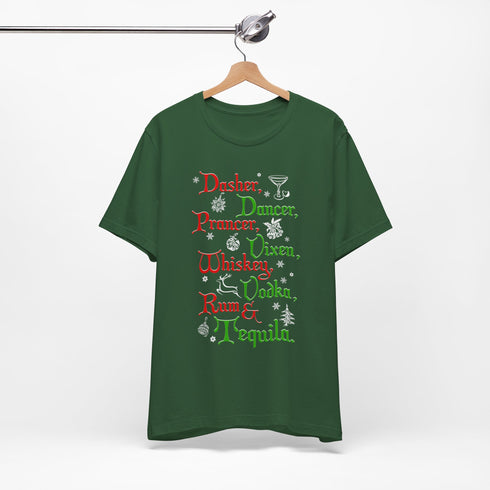Festive Santa's Reindeer and Drinks Tee