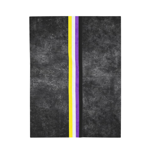 Grunge Nonbinary Pride Flag Stripe Velveteen Plush Blanket