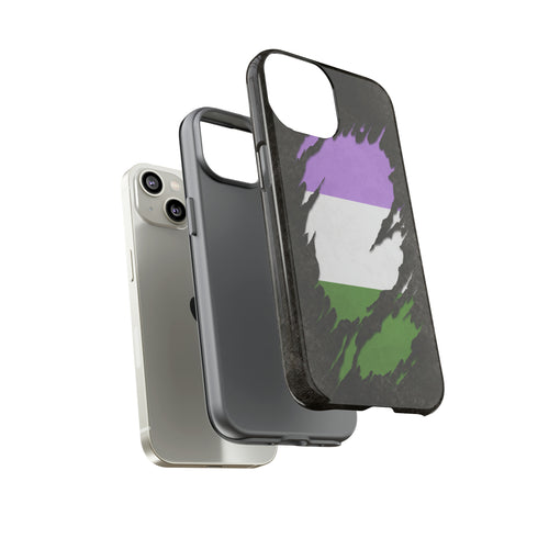 Genderqueer Pride Flag Ripped Reveal Tough Case