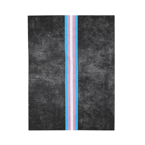Grunge Transgender Pride Flag Stripe Velveteen Plush Blanket