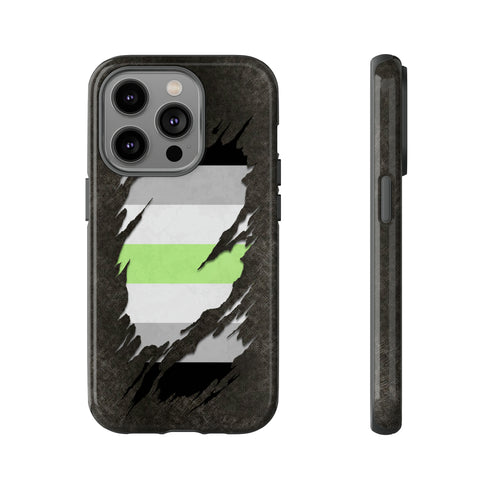 Agender Pride Flag Ripped Reveal Tough Case